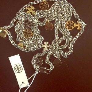 Tory Burch Logo Charm Rosary Necklace